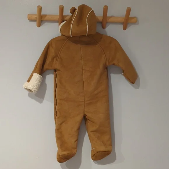 Baby Gap Faux Suede Sherpa Lined Bodysuit Snow Winter Bunting 6-12 Months - Picture 3 of 5